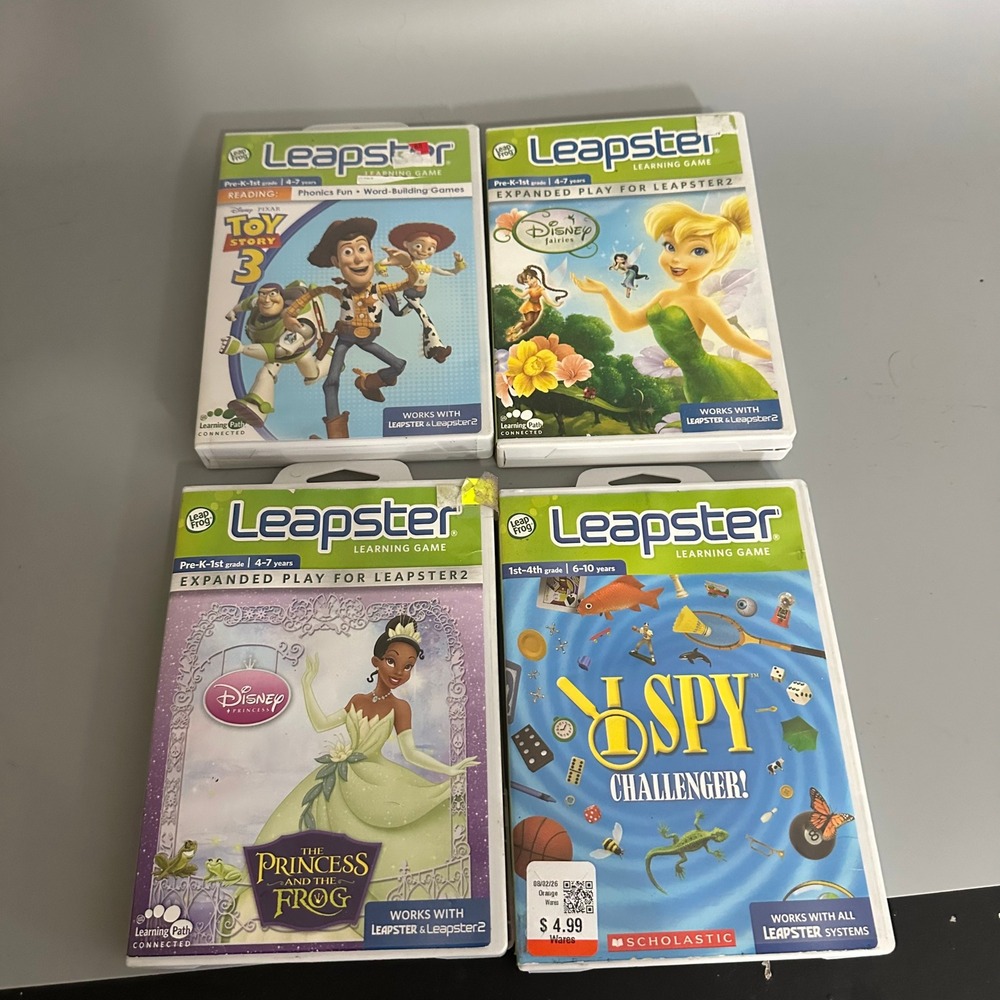 LeapFrog Leapster Games Lot Toy Story 3 Disney Fairies Princess Frog I SPY